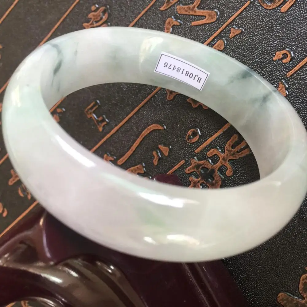 

59mm Certified Grade "A" Natural White Jadeite Jade Gems Bracelet Bangle 8476