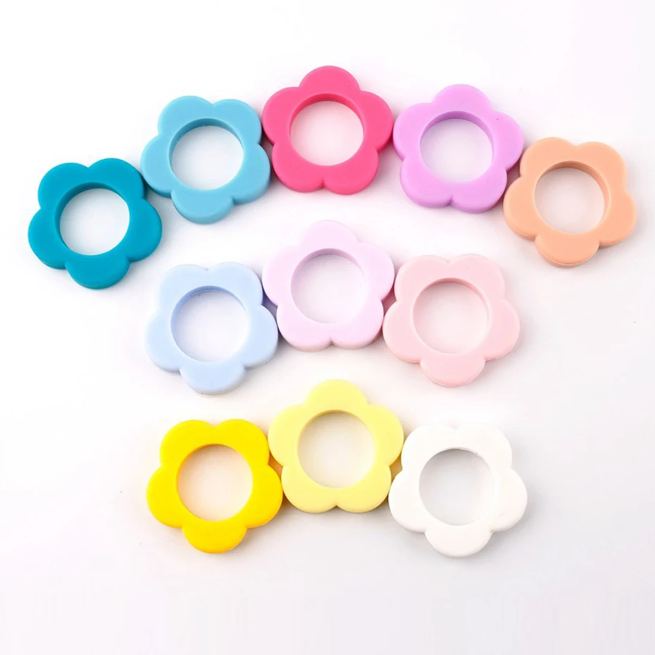 

CHEWELRY 5pc Silicone Baby Teether Charms Flower Silicone Sun flower Teether DIY For Pacifier Clip BPA Free Nursing Gifts