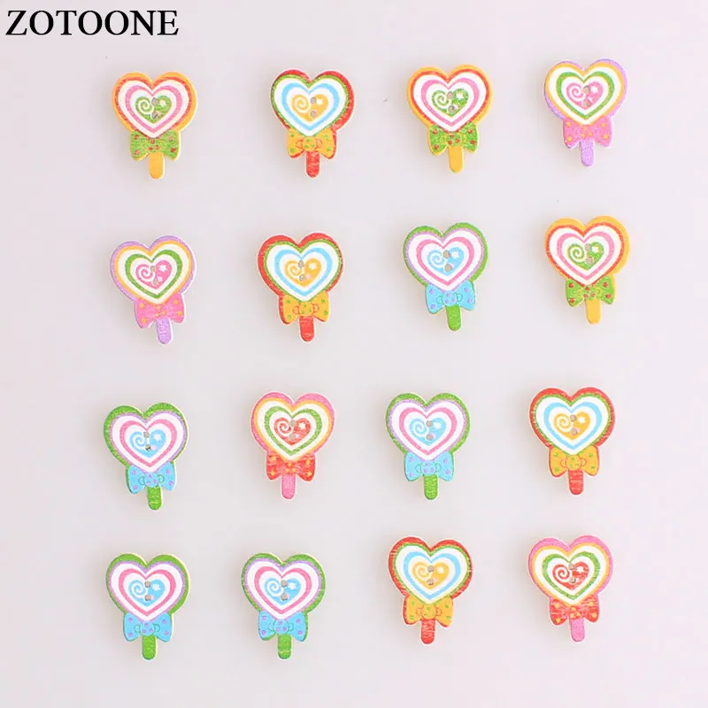 ZOTOONE Two Holes Heart Lollipop Wooden Buttons Needlework Scrapbooking Wood Craft Sewing DIY Clothing Accessories E | Дом и сад