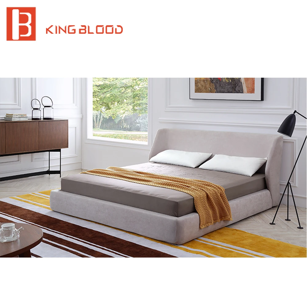 Простая тканевая кровать королевского размера в итальянском стиле|queen bed leather|italian