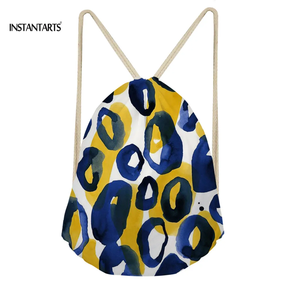 INSTANTARTS Casual Drawstring Bags Women Man Fashion Art Printing Shoulder Bags for Ladies Super Light Travel