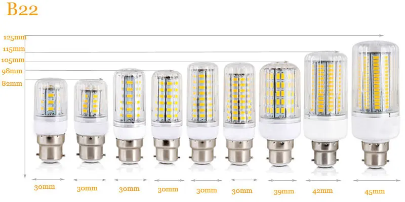 10 шт./компл. светодиодный лампы типа Корн B22 штык 5730 SMD энергосберегающие лампы, 12 Вт, 15 Вт, 20 Вт, 25 Вт 30 Вт лампада осветительная Светодиодная