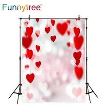 Funnytree fundo para estúdio de fotos bokeh corações vermelhos do bebê dia dos namorados pano de fundo fotografia foto prop novo photocall