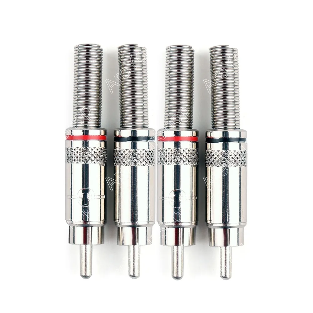 

Areyourshop Sale 20 Pcs Metal Solder RCA Male Plug With Spring Red & Black High Quality minijack plug Wire Connector