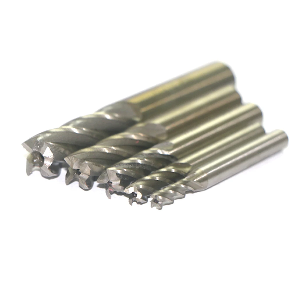 5pc HSS CNC Straight Shank 4 Flute End Mill Cutter Drill Bit 4 6 8 10