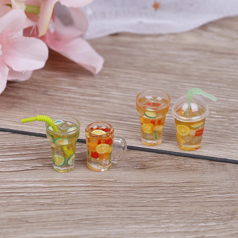 

1Pcs Mini Resin Fruit Tea Cup Simulation Miniature Drinks Model Toy Doll Home Decoration 1/12 Dollhouse Miniature Accessories