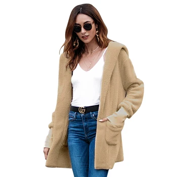 

European and American new products 2018 Autumn winter long overcoat Comfortable velvet coat Fashion women's coat Chaqueta mujer