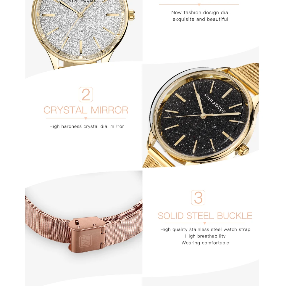 MINIFOCUS роскошные женские часы водонепроницаемые женские часы для женщин из розового золота модные женские наручные часы Montre Femme Relogio Feminino