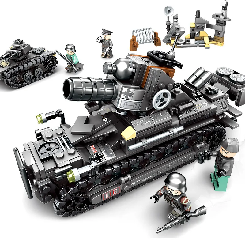 

957 Pcs 4 In 1 Legoingly Ww2 Germany Tank Army Toy Blocks Military Vehicles World War 2 Toys For Children