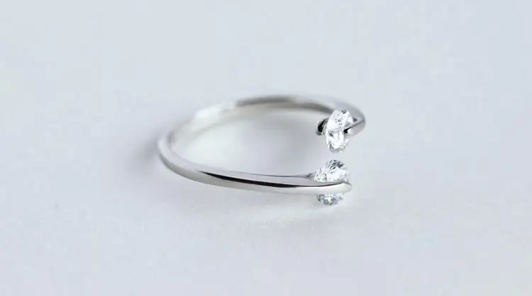 Новые 925 пробы серебряные кольца CZ для женщин Регулируемый размер циркониевые кольца модные свадебные ювелирные изделия