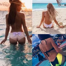 Женская милая форма чаши, купальный костюм повязка Купальник Бикини плавки женские трусы для девочек хит цвета