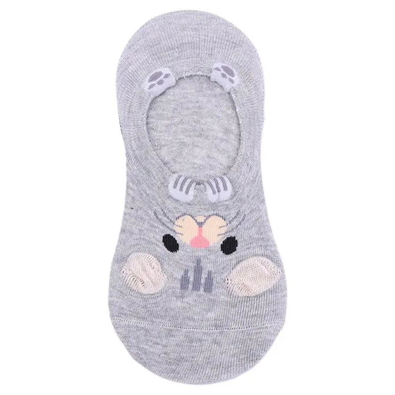 Японские Женские летние невидимые короткие носки-лодочки для девочек милые Мультяшные носки с принтом хомяка 3D лапы Противоскользящие силиконовые хлопковые чулки - Цвет: 2