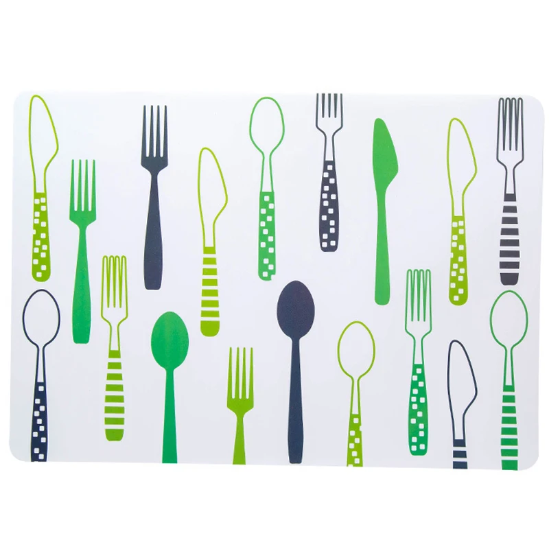 Fork Spoon Printed Dinner Placemats PVC Western Pad Insulation Dinning Table Mat Kitchen Plate Pot Mat Computer Pad