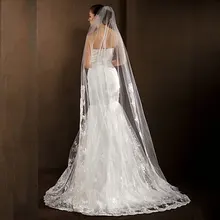 Veu De Noiva Свадебные вуали Тюль один слой кружева аппликация белая слоновая кость для новобрачных вуали с гребешком