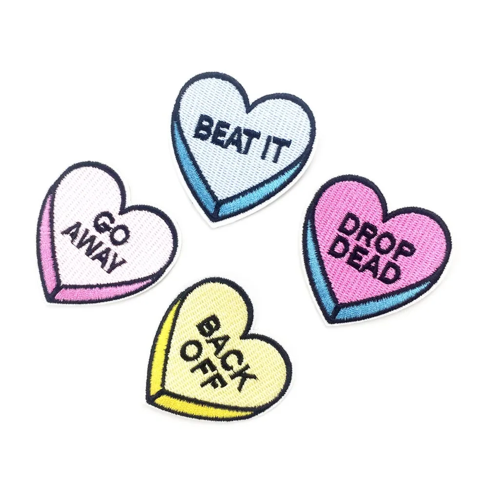 

Mixed Iron On Patches For Clothing Biker Heart Embroidered Appliques For Garment Iron On Stickers For Clothes DIY Sewing Badges