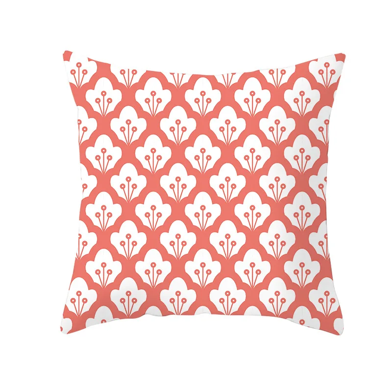 Lychee Coral Series Printed Pattern Pillow Cases Colorful Polyester Peachskin 45x45cm Pillow Cases For Bedroom Home Office