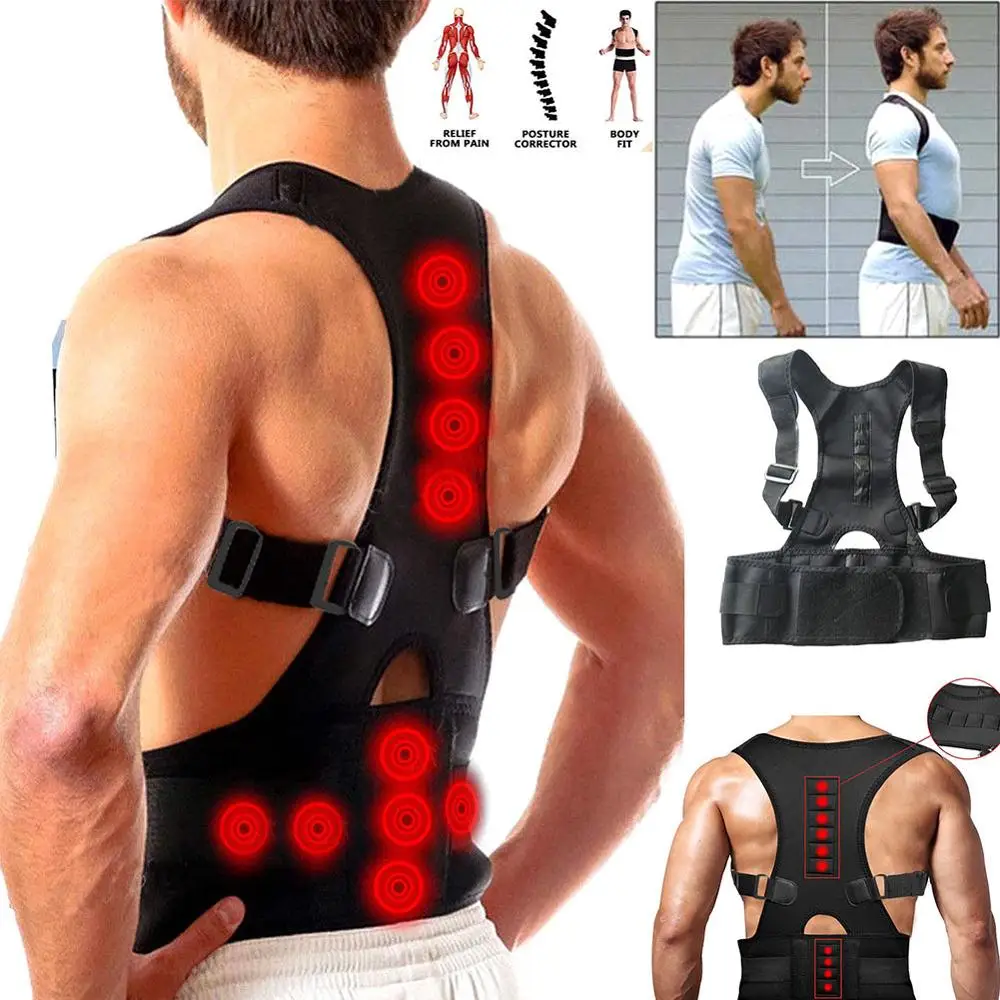 

100% Brand new and high quality Adjustable Posture Support Brace Magnet Therapy Straps Back Neck Corrector Spine Support Brace