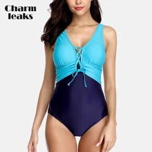 Charmleaks Женский Цельный купальник с v-образным вырезом, завязанный купальник, бандажный купальный костюм, монокини