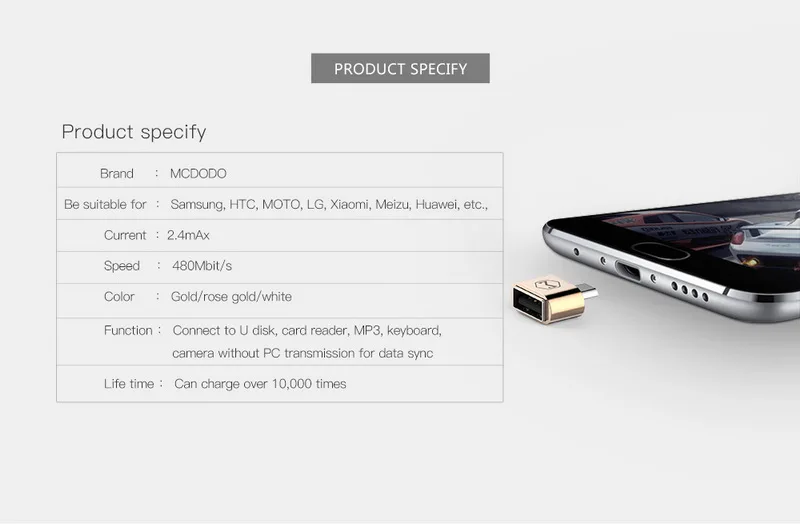 Mcdodo OTG Micro USB OTG кабель адаптер 2,0 конвертер для мобильного телефона Android samsung USB Tablet Pc для флеш-накопителя мышь OTG концентратор