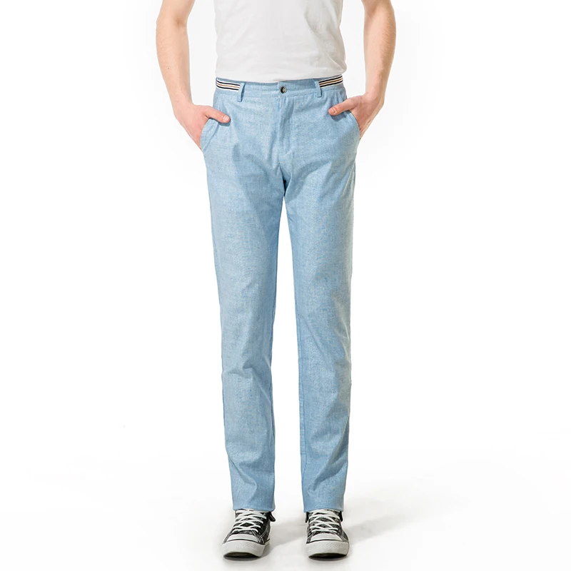 

New style 2018 male Fashion leisure long pants men's Linen material personality pockets popular casual Pants men large Size 38