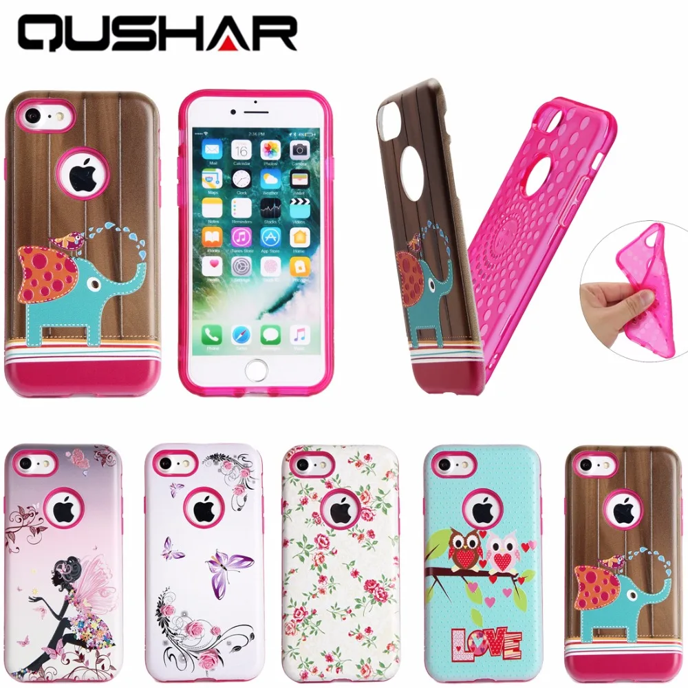QuShar 3D Relief Painting Phone Case for Apple iphone 6 S 6S plus Hybird Cases Soft Silicone+Hard PC Back Cover Shockproof Coque | Мобильные