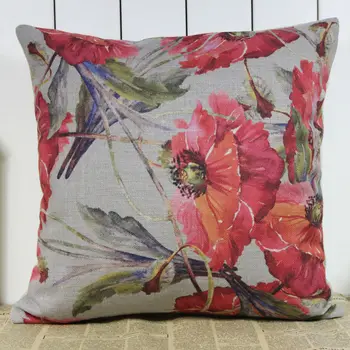 

LINKWELL 18"x18" Chinese Style Home Decoration Watercolor Flower Burlap Pillow Case Seat Sofa Throw Cushion Cover Pillowcase