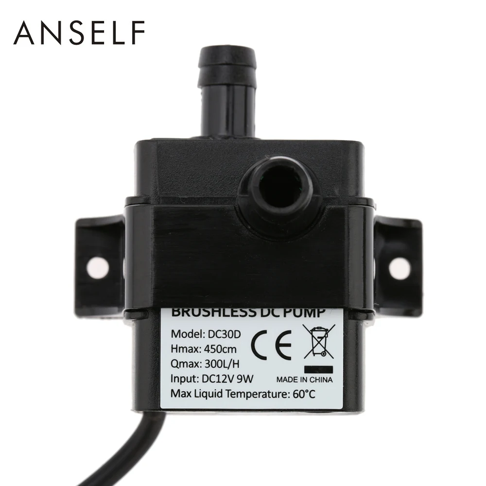 Anself ультра-тихий водяной насос 300л/ч Лифт 450 см DC12V 9 Вт Бесщеточный Водяной масляный насос Водонепроницаемый погружной для фонтана аквариума