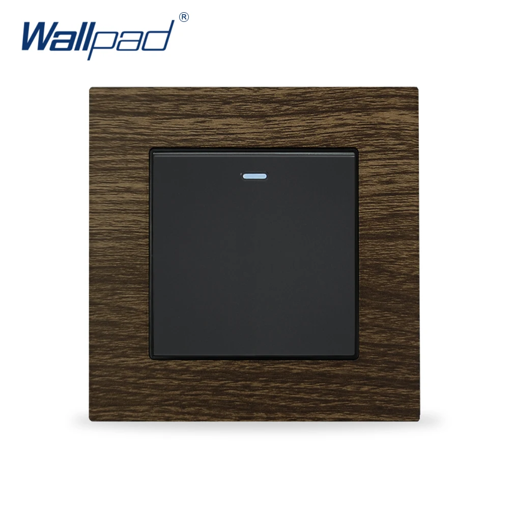 

Wood 1 Gang 3 Way Wallpad Luxury Wall Light Switch Metal Panel Push Button Switches Intermediate Cross Light Switch
