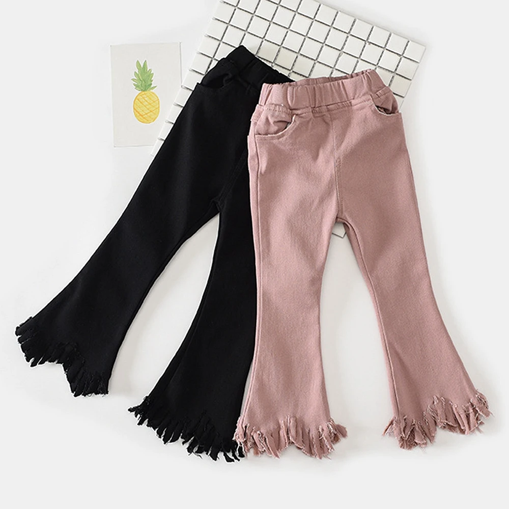 

Chumhey Girls Autumn Winter Tassels Kids Trousers Warm Snow Wear Outfits Children Winter Outerwear Pants Black Pink