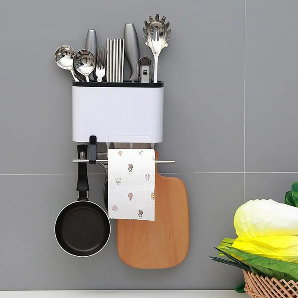 

Wall Mounted Chopsticks Storage Cage Drain Nail-Free Wall Hanging Chopsticks Cutlery Cutter Kitchen Storage Box Holder Shelf