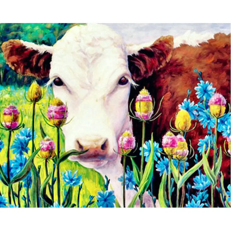 

5d diy mosaic art needlework diamond painting rhinestone pasted full diamond cross stitch Animal diamond embroidery cattle