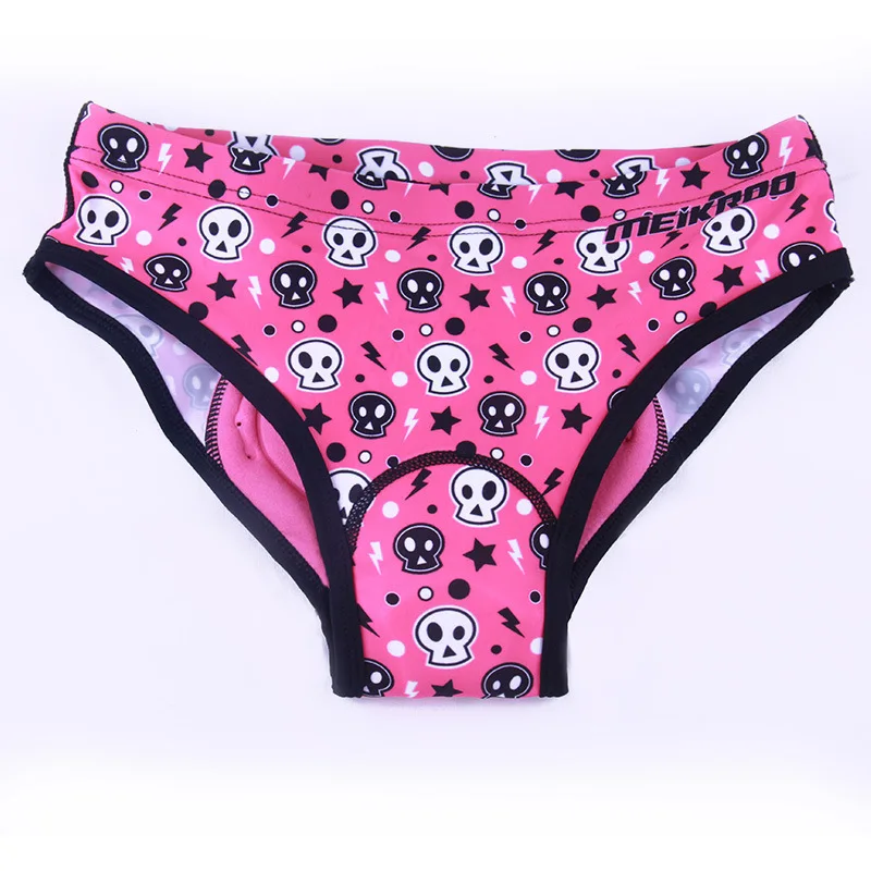 

Women Cycling Shorts 3D Silicone liner Bike Skull Pattern Pink Panties Motorcycle Short Mtb Riding Bicycle Underwear Breathable