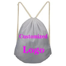 Настройка печати женская сумка на шнурке маленькие рюкзаки для детей девочек Повседневный пляжный мешок сумка Mochila Sac dos