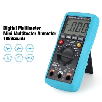 

Allsun Digital Multimeter DC/AC Voltage Current Meter Handheld Ammeter Ohm Diode Capacitance Tester Multitester EM420A