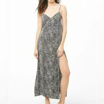

Leoaprd Print Dress Women Sexy Sleeveless High Split Backless Long Beach Sundress Elegant Summer Party Club Dresses Vestidos