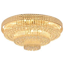 Modern Golden round crystal chandeliers lamps luxury LED Luster living room light bedroom chandelier lighting fixture modern minimalist golden led circular living room crystal lamp creative lamps atmospheric luxury hall ceiling lighting fixture