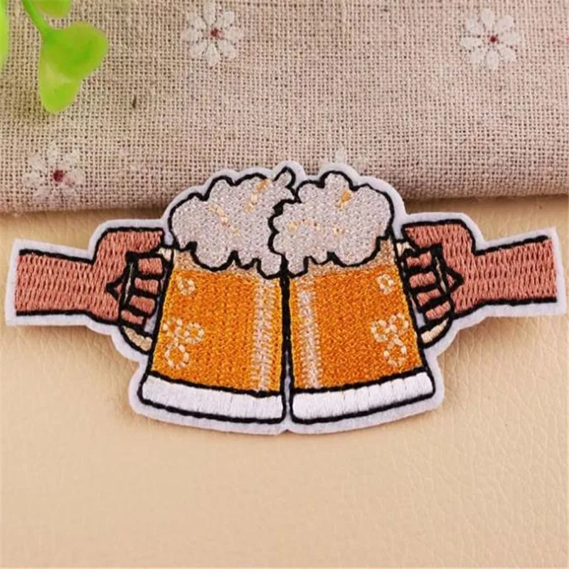 

T shirt girl Embroidered patch Beer Cheers Stranger things Applique iron on patches for clothing women Diy deal with it Stickers