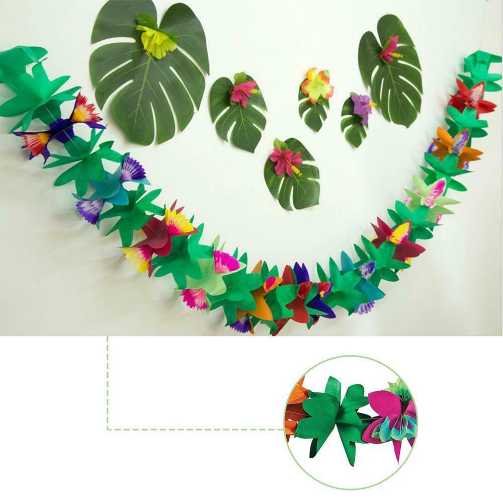 

Hawaiian Garland Party decoration 3m Hawaii Coconut Leaves Garland Banner Hanging