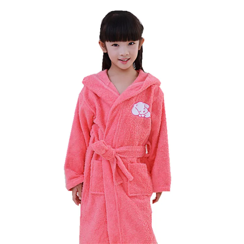

Bathrobe Kids Hooded Bathgowns Terry Towel Robes Boys Girls Pink Blue Puppy Robe Pajamas Girl SPA Party Swimming Bathrobe Gowns