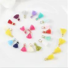20 pçs/lote 10mm multi mini algodão borlas para jóias diy fazendo acessórios borlas pequena com anel de ouro para brincos colar