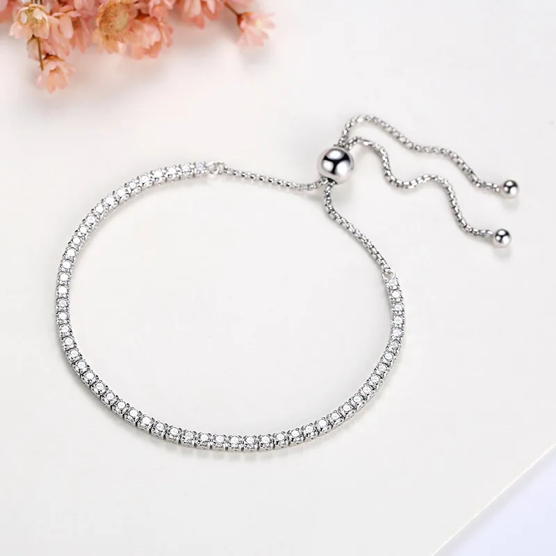 Luxury 100% 925 Sterling Pink Silver Charm Chain Fit Original Tennis Bracelet Bangle Beads for Women Authentic Jewelry