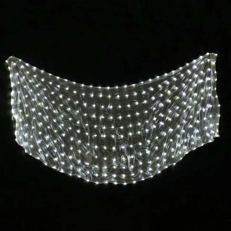 1Pc Silk Belly Dance LED Veil 4 Colors Belly Dance Stage Performance Props Belly Dance Accessories LED Silk Veils 5 Sizes - Цвет: White