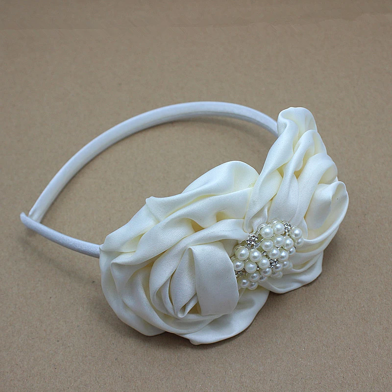 Gentle Elastic Design Set of 3 Ivory Floral Hair Band Baby Girl Nylon Headband