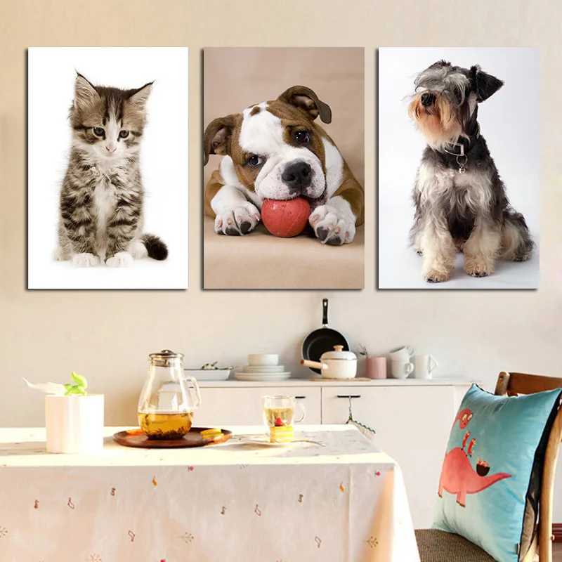 

Cartoon Cat and Dog Posters and Prints Animal Canvas Painting Scandinavian Nordic Style Art Modern Baby Kids Room Home Decor