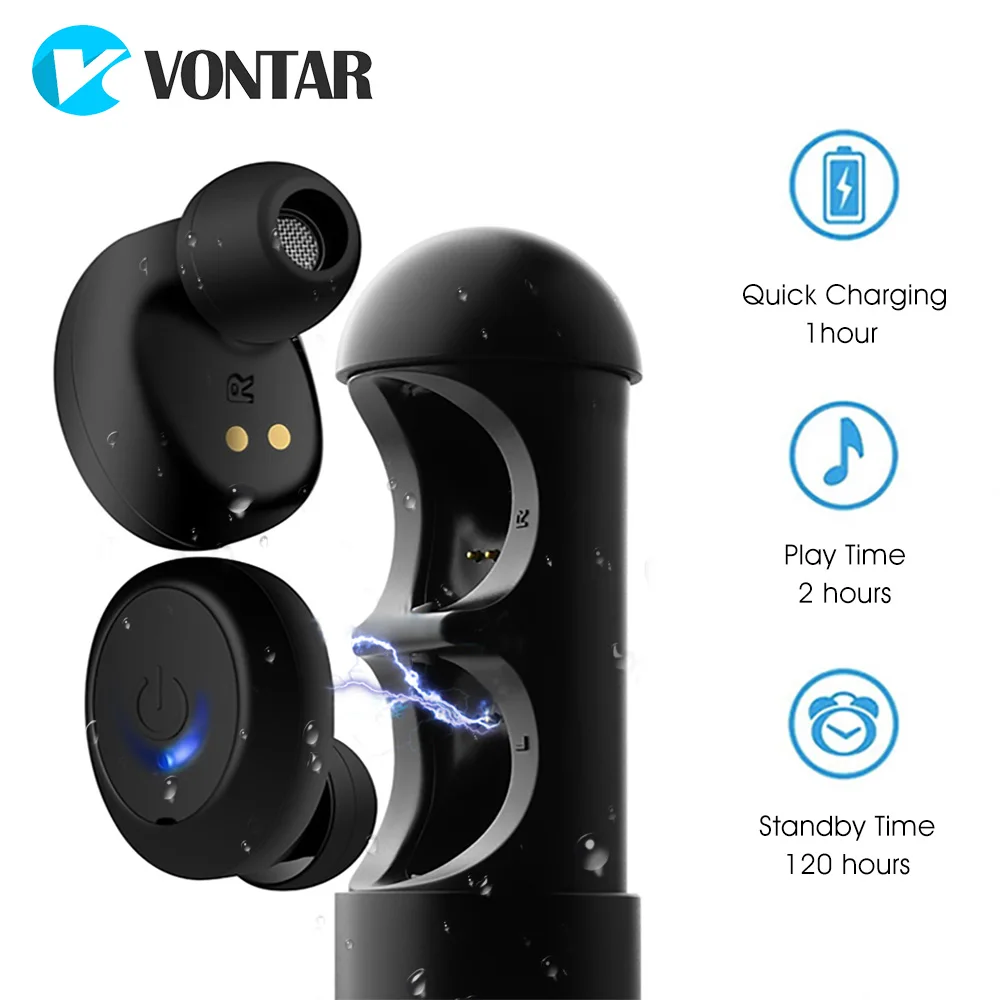 VONTAR EH02 без проводные наушники Bluetooth с капсулы зарядным устройством микрофоном