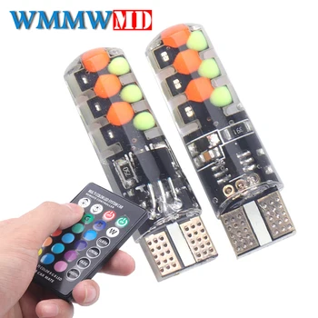 

1Set New Car Signal Lights T10 w5w Led Bulb 12V Auto Interior Light Led Lamps Bulbs for Car Clearance RGB With Remote Control