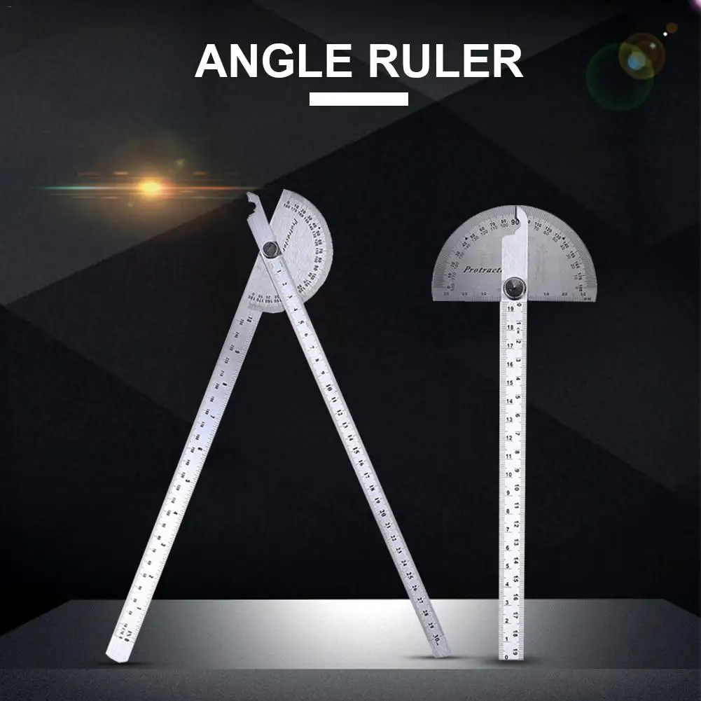 

Stainless Steel Round Head 180 Degree Protractor Angle Finder Rotary Measuring Ruler Adjustable Universal Craftsman Ruler Tool
