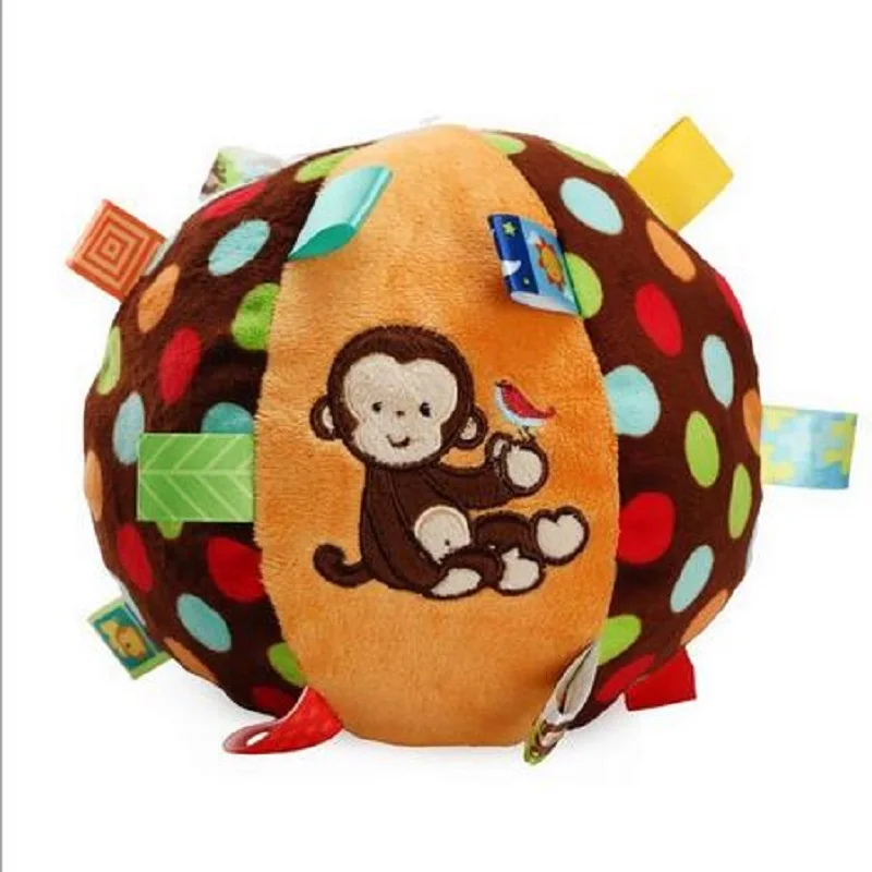 

Monkey Colorful Baby Ring Bell Ball Toys Kids Educational Cartoon Animal Rattle Soft Plush Stuffed Cloth New Born Baby Rattle