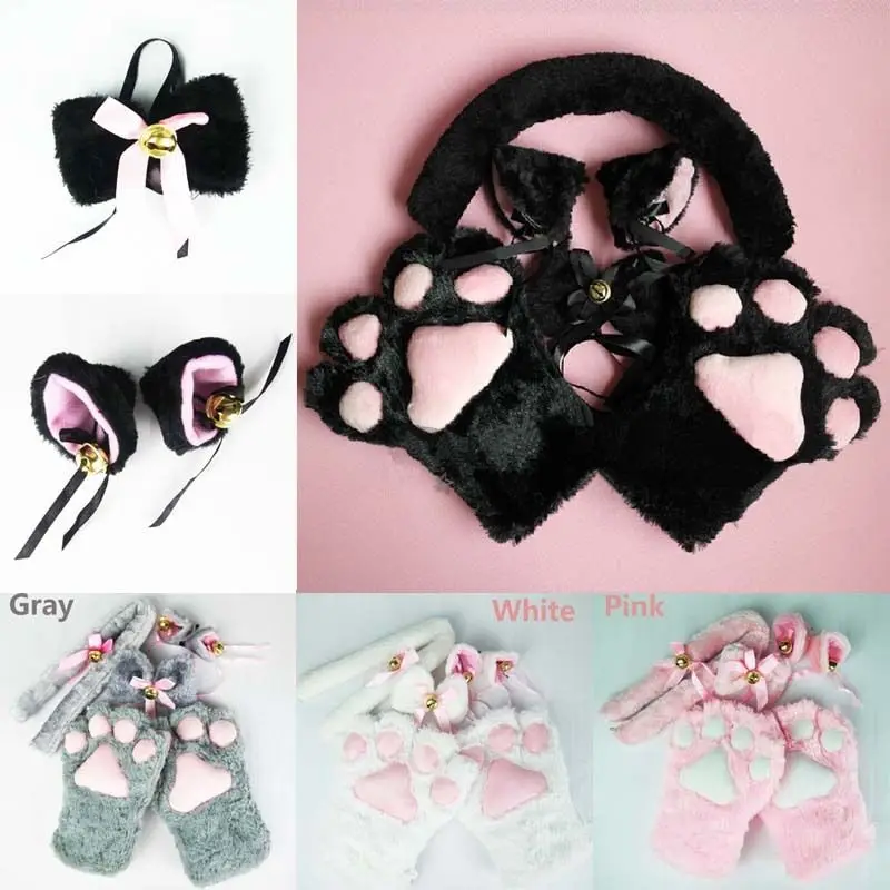 4 шт./1 комплект женские перчатки в стиле аниме|set gloves|gloves setcat paw plush |