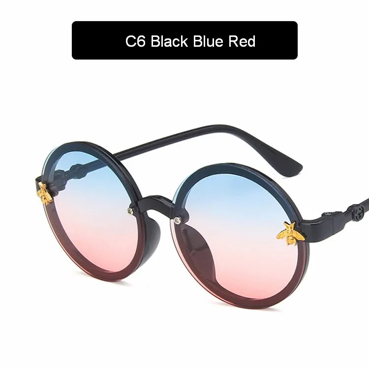 Kids Sunglasses For Boys And Girls Children Sunglasses Round Eyewear Shades For Baby UV400 - Цвет линз: C6 Black Blue Red